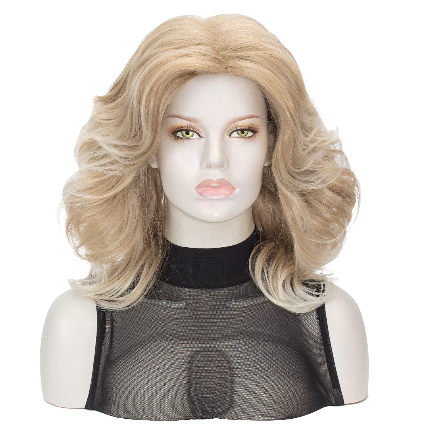 80s Wig for Women |FVCENT Hatsune Miku Wig 70s Feathered Wigs Farrah Fawcett Wig Disco Costume Blonde Natural for Women Party Fashion Accessory (Blonde Highlight)