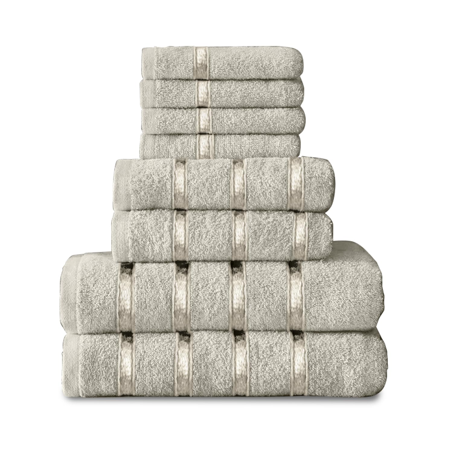 GC GAVENO CAVAILIA 8 Piece Egyptian Cotton Towels - Quick Dry Highly Absorbent Bathroom Towel Bale - (4 Face Towel + 2 Hand Towel + 2 Bath Towel) - Cream — image 1