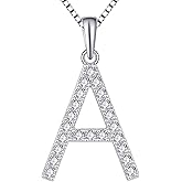 YL Initial Letter CZ Necklace for Women, 18K White Gold Plated 925 Solid Sterling Silver 5A+ Cubic Zirconia Alphabet Pendant Jewelry Gifts