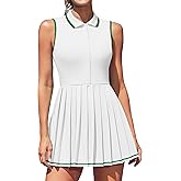 ATTRACO Women's Golf Dress with Built in Shorts and Bra Tennis Outfits Ribbed Polo Workout Dresses