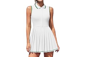 ATTRACO Women Tennis Dresses Ribbed Polo Golf Dress Half Zip Pleated Workout Dress with Built in Shorts and Bra