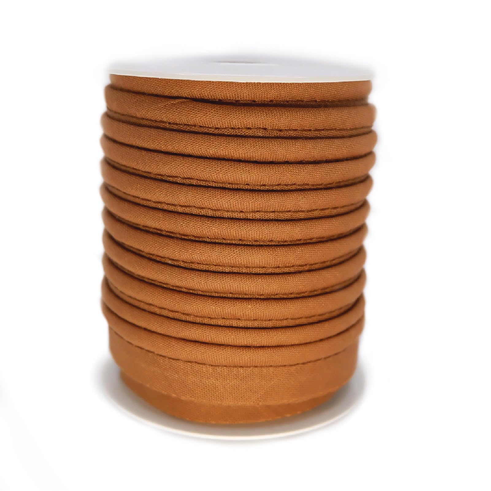 TEXTEX = Piping for Sewing, Decoration, and Crafts. Composition 50% Cotton and 50% Polyester. Total Width of 15mm, Cord of 5mm, and Flap of 10mm. 10 Meter Reel - (Brown)
