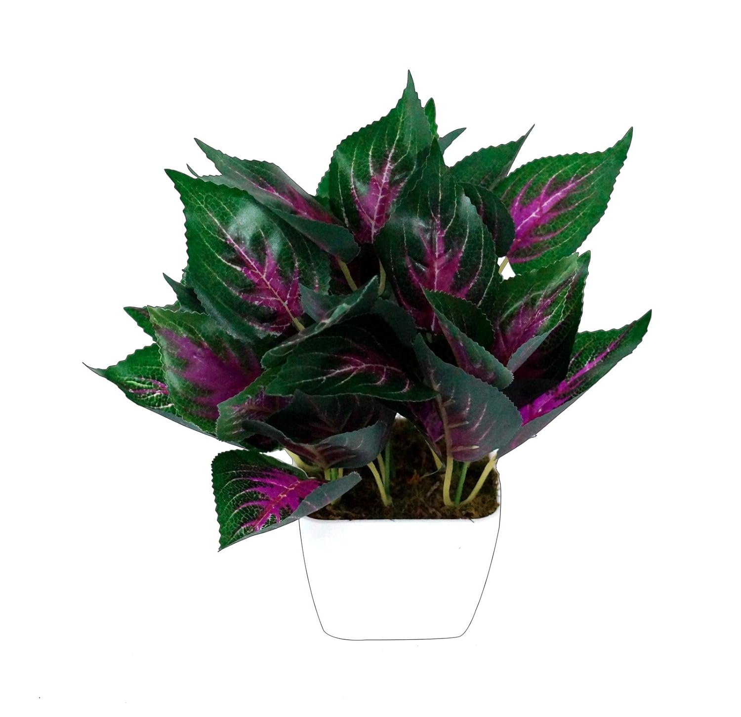 pindia miniature artificial purple leaf indoor outdoor plant decorative plant for home garden decor with square pot size 9 5 inchs 24 cms