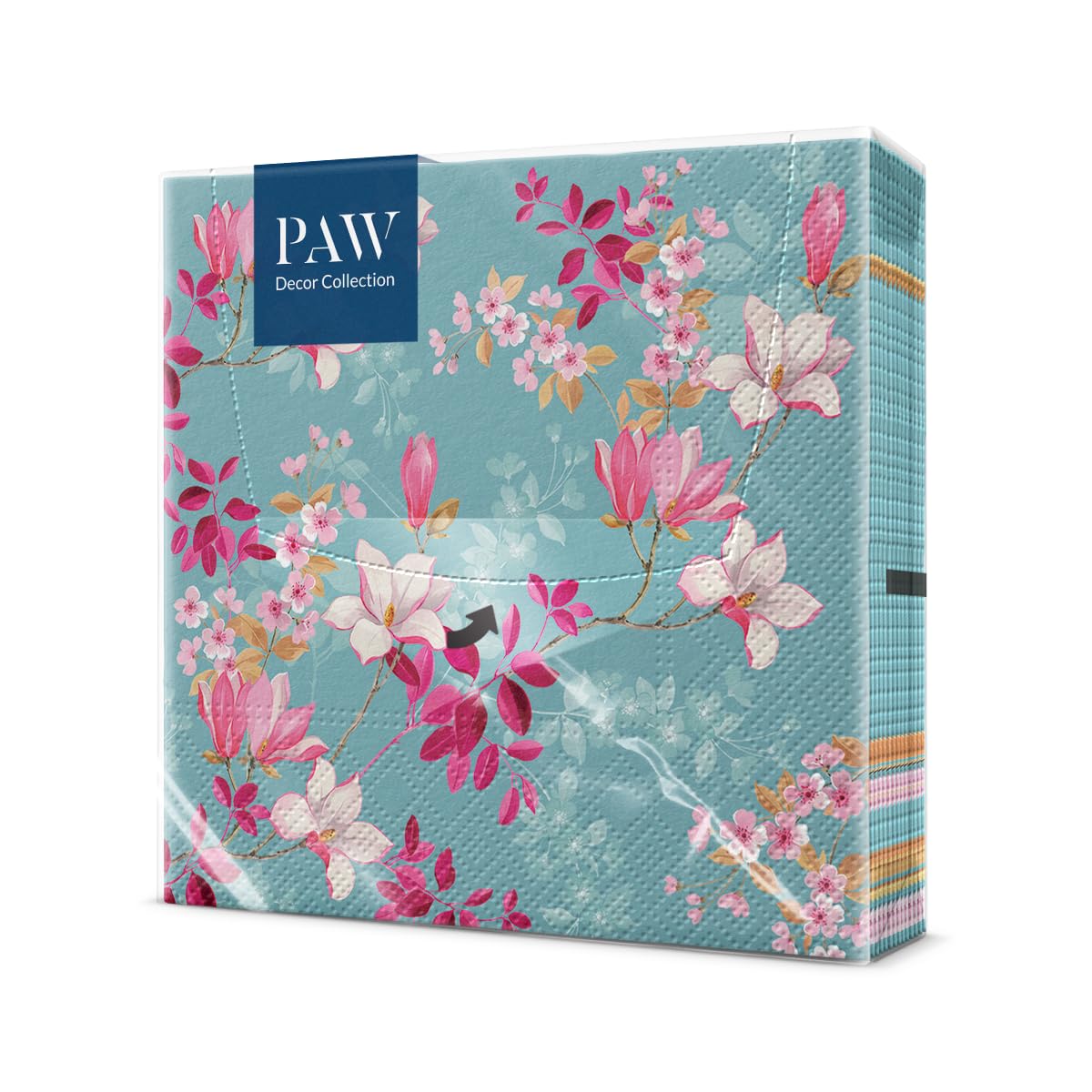 PAW - Napkins 3-Ply (33 x 33 cm) I 20 Pieces I Perfect for Birthdays, Parties, Weddings, Communion and Celebrations I Paper Napkins Colorful - Flowers, Magnolia, Garden I Color: Magnolia