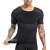 ISUP Mens Gynecomastia Compression Shirt Shapewear Slimming Body Shaper Tummy Control Short Sleeve Undershirt Abdomen Tank