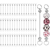 PATIKIL 50pcs Beadable Keychain Bar, Beadable Keychains Blanks Beaded Keychain Bar Bulk Key Chain Rod Making Charm for Beads Jewelry Making DIY Focal Bead Crafts Backpack, Silver