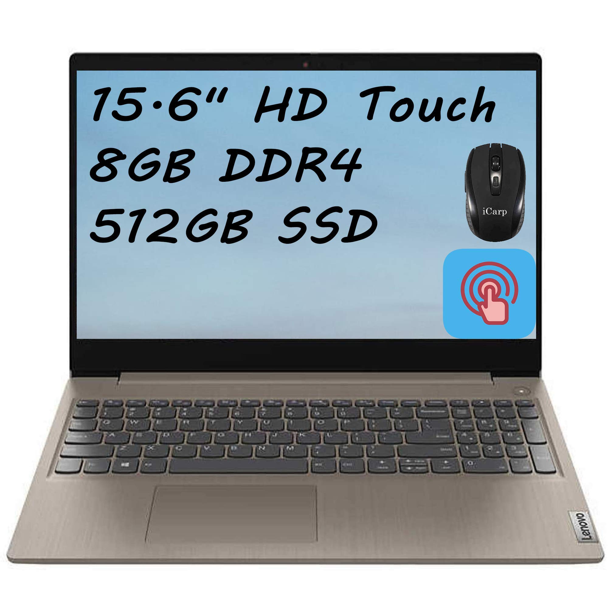 Premium Lenovo IdeaPad 3 Laptop Computer 15.6" HD Touchscreen Display 10th Gen Intel Quad-Core i5-1035G1 (Beats i7-8550U) 8GB DDR4 512GB SSD Dolby Audio Webcam Win 10 (Renewed)
