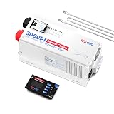Redodo 3000W Pure Sine Wave Inverter Charger 12V DC to 120V AC Surge 9000W with Remote Control for Off-Grid, RV, Home Backup, Compatible with Lithium & Various Batteries