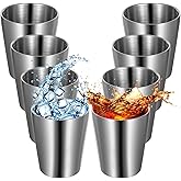 Meyeyaia 8Pack Stainless Steel Cups 10oz Silver Double Wall Vacuum Metal Tumbler Cups Reusable Insulated Steel Cup for Party Bar Home Restaurant Adults Travel Outdoor Party