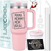 LiqCool Mama Mommy Tumbler, 40 Oz for Mom from Daughter or Son, Funny Mom Gift for Birthday or Mother's Day (Pink)