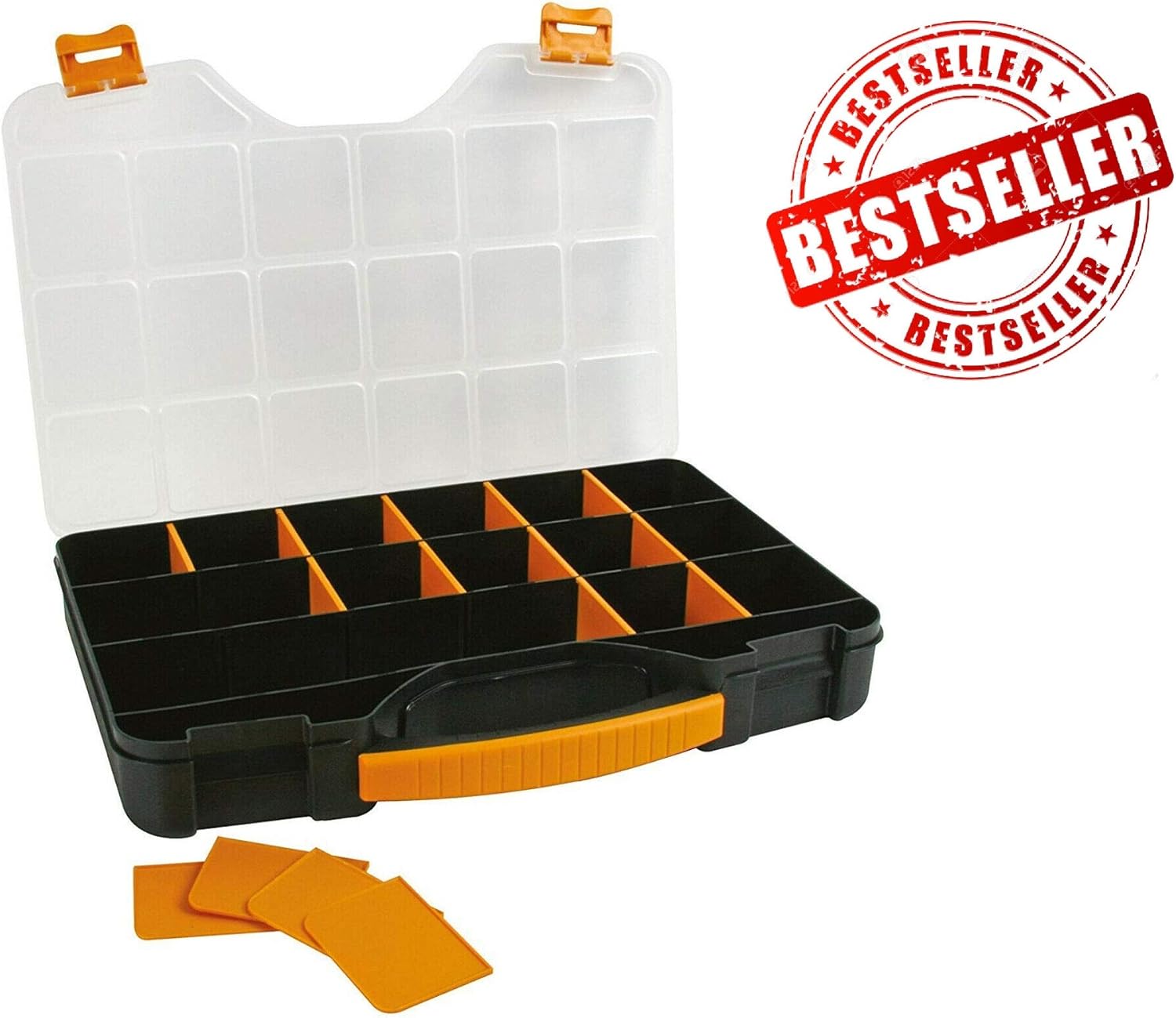 Get Organized Hardware Storage Box – Keep Small Items Neatly Sorted, Includes Adjustable Compartments & High-Impact Crystal Clear Lid. Great for Storing Screws, Small Parts, Electronics and Fuses.
