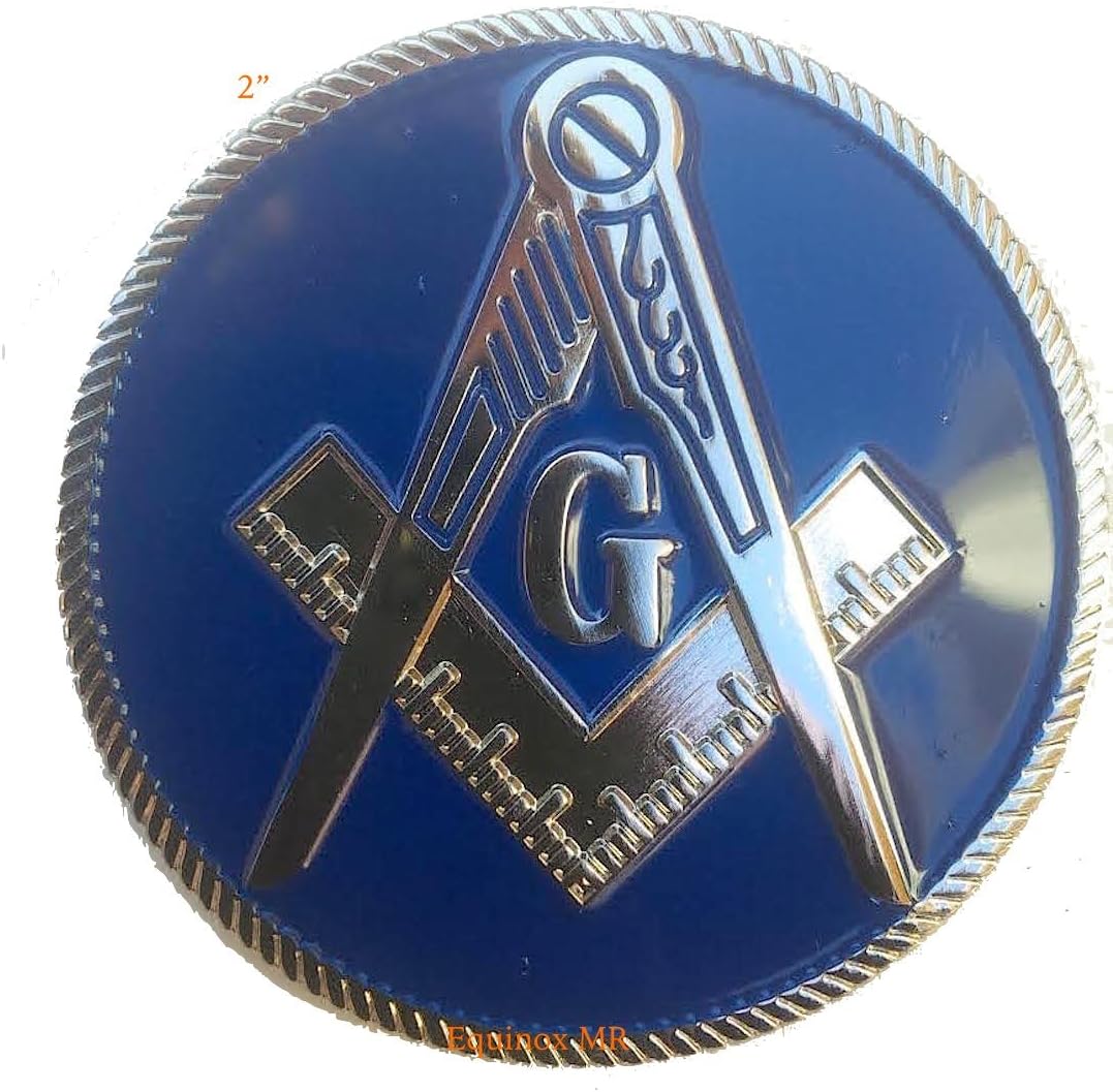 2" Mini Small Masonic Auto Car Motorcycle stainless steel Emblem Decal For Masons Reflex Blue Color