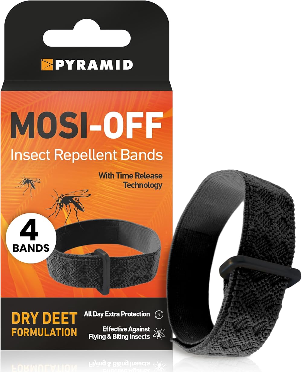 PYRAMID Mosi-Off Mosquito Repellent Bracelet 4 Bands Up to 100 Hours