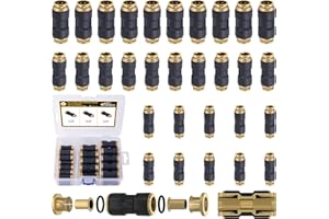 CheeMuii 30 PCS DOT Air Line Fittings 1/4" 3/8" 1/2" DOT Push Lock Air Fittings Brass and Plastic Straight Unions Quick Connect Air Hose Fittings Repair Kit