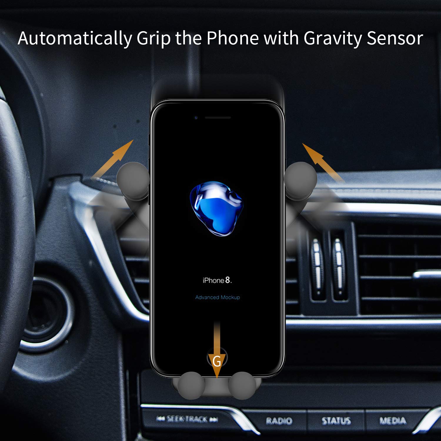 Wireless Car Charger Mount, COOLBEAR Adjustable Qi Gravity Air Vent Phone Holder for iPhone Samsung Nexus LG and All Smartphone Qi Certified