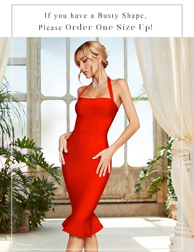 houstil women's v neck halter fishtail bandage bodycon dress party Amazon.com: Women's Bandage Dress Sexy Halter Fishtail Bodycon Party Club Elegant Wedding Guest Dress (Antique Pink, XS) : Clothing, Shoes & Jewelry