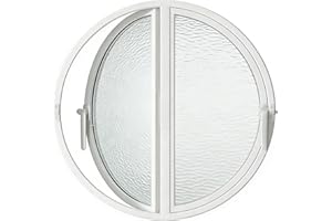 Dual-Opening Round Casement Window, 40-120cm Flush Mount Tempered Glass Porthole Window, Replacement Window for Bathroom, Kit