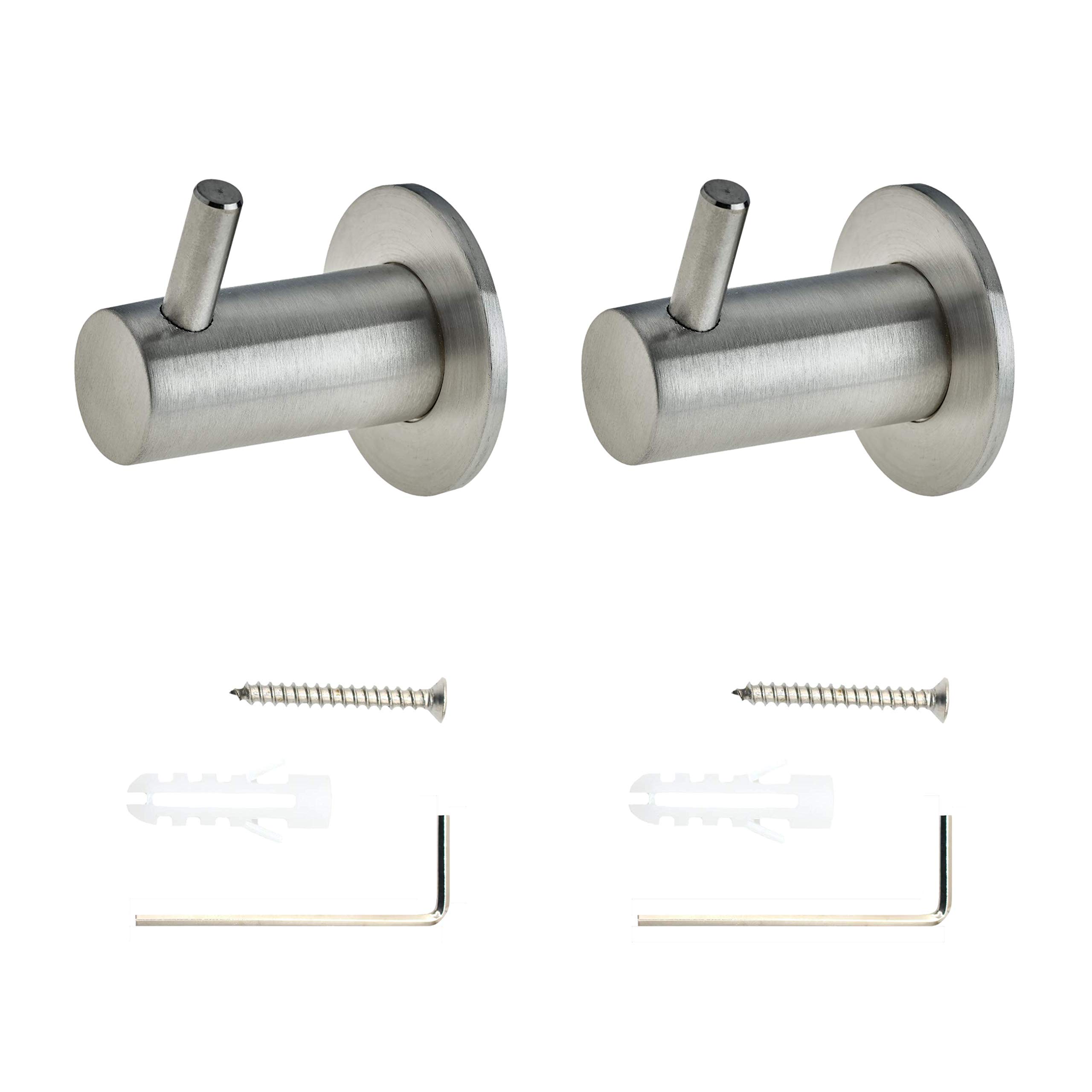 EAI Robe, Coat or Towel Hook Satin Stainless Steel Pack of 2