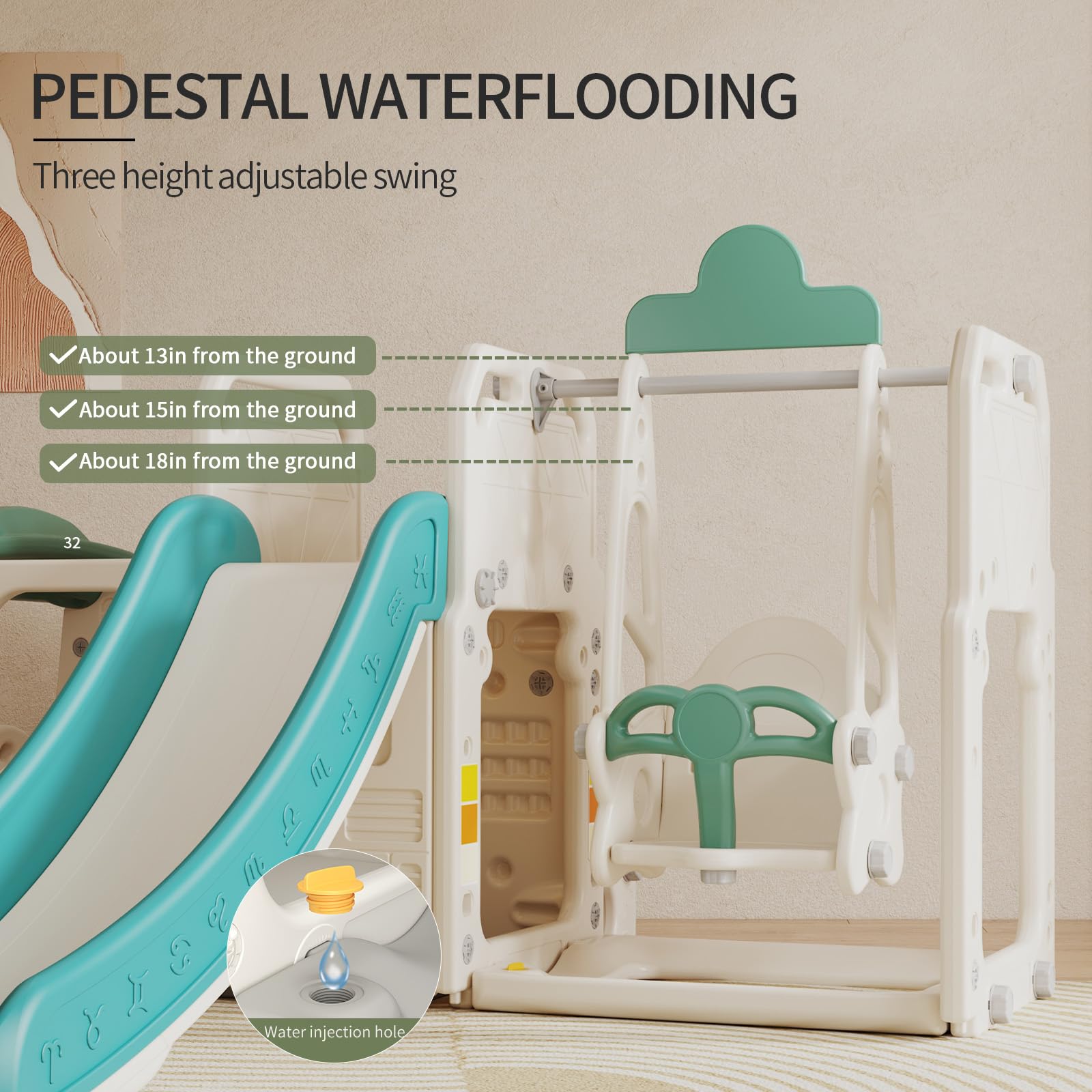 Toddler Slide and Swing Set, Baby Slide for Kids Toddlers 3+, Freestanding Slide Baby Play Set Outdoor/Indoor, 6-in-1 Baby Playset Slide, Climber, Non-Slip Stairs, Roomy Aisles, Bus Themed