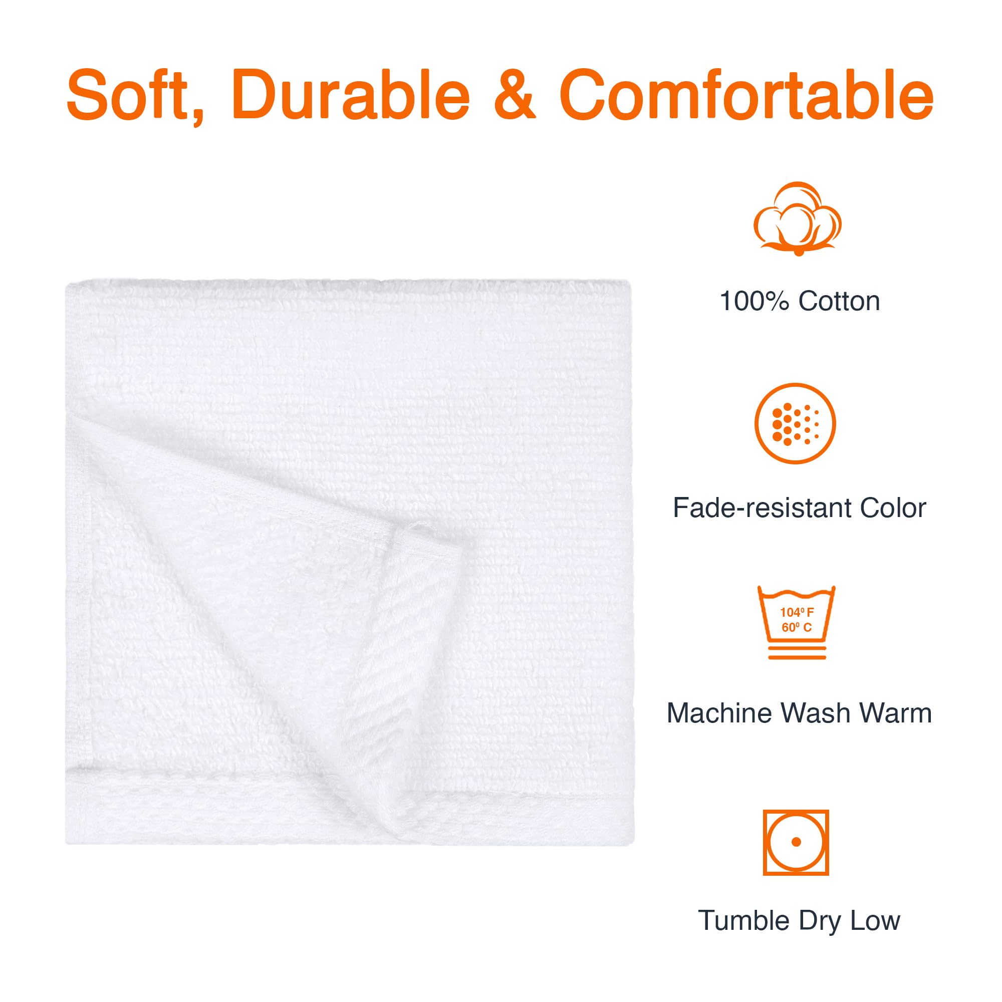 Amazon Basics Cotton Washcloths, Quick-Dry, 12