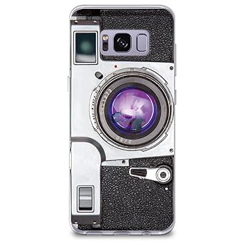 Samsung S8 Case, [Full Coverage Screen Protector Included-NOT Glass] CasesByLorraine Vintage Style Camera Clear Transparent Case Flexible TPU Soft Gel Protective Cover for Samsung Galaxy S8 (A96)