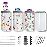 MURRICON 16 oz Sublimation Tumblers Blanks Straight,4-in-1 Sublimation Skinny Can Cooler,Stainless Steel Insulated Sublimation Tumblers,with Lid and Straw,4 Pack