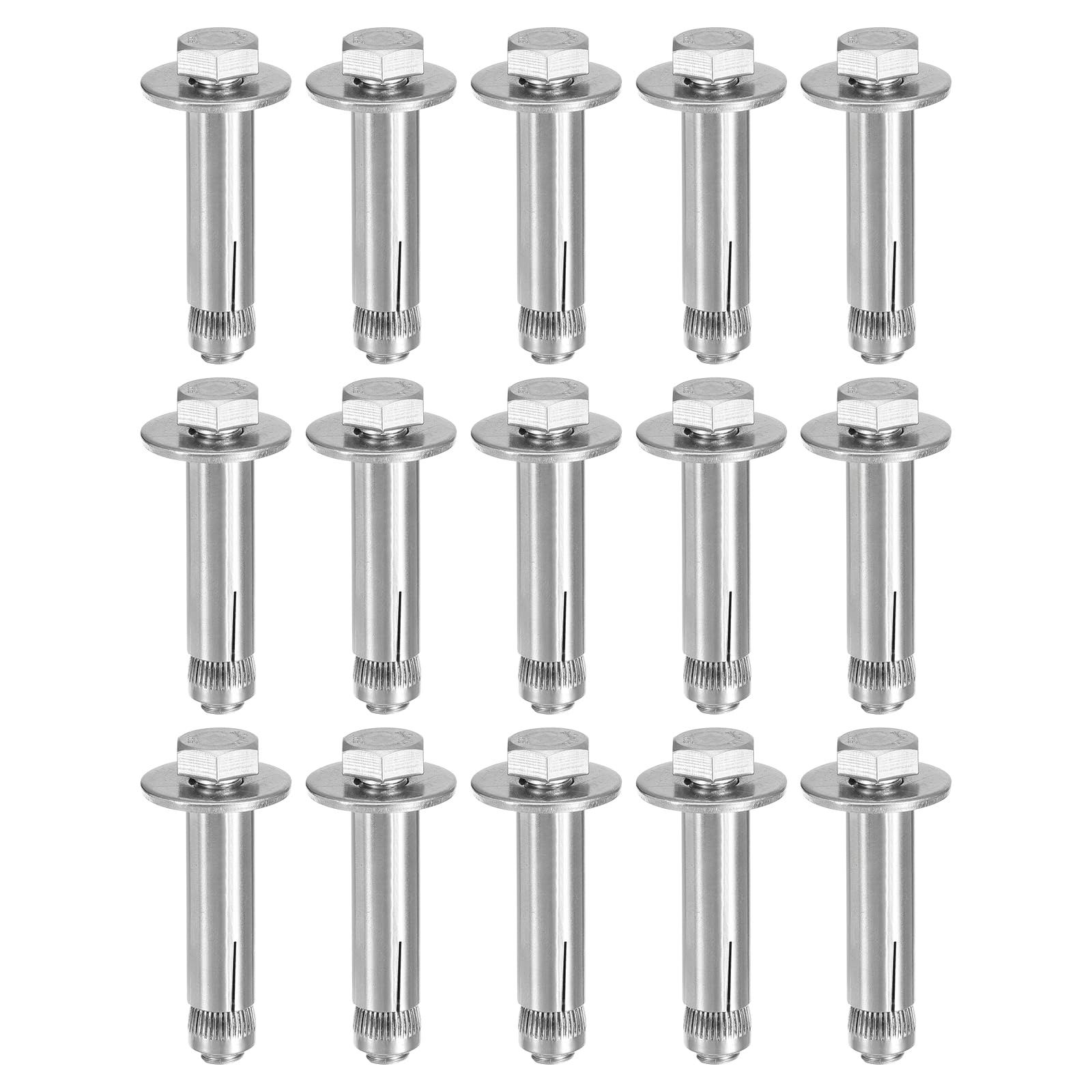 DTGN M10 x 60 Hex Expansion Bolts - 30Pack - Good for Concrete Dry Brick Block Walls - 304 Stainless Steel - Silver