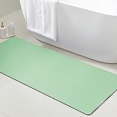 Ultra Thin Bath Mat, Upgrade Backing Non Slip Thin Bath Mats Fit Under Door, Quick Dry Ultra Absorbent Bathroom Rugs, Machine Washable Bath Rugs for Bathroom, Bathtub, Sage Green/Solid/48"x20"