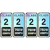 4 PCS Class 2 Ebike Sticker - Colorful Vinyl Decal for Electric Bicycle, Powersports Decal (2.5 x 1.2 Inch)