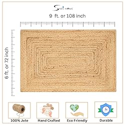 Hand Woven Farmhouse Jute Area Rug 6x9 Ft Round