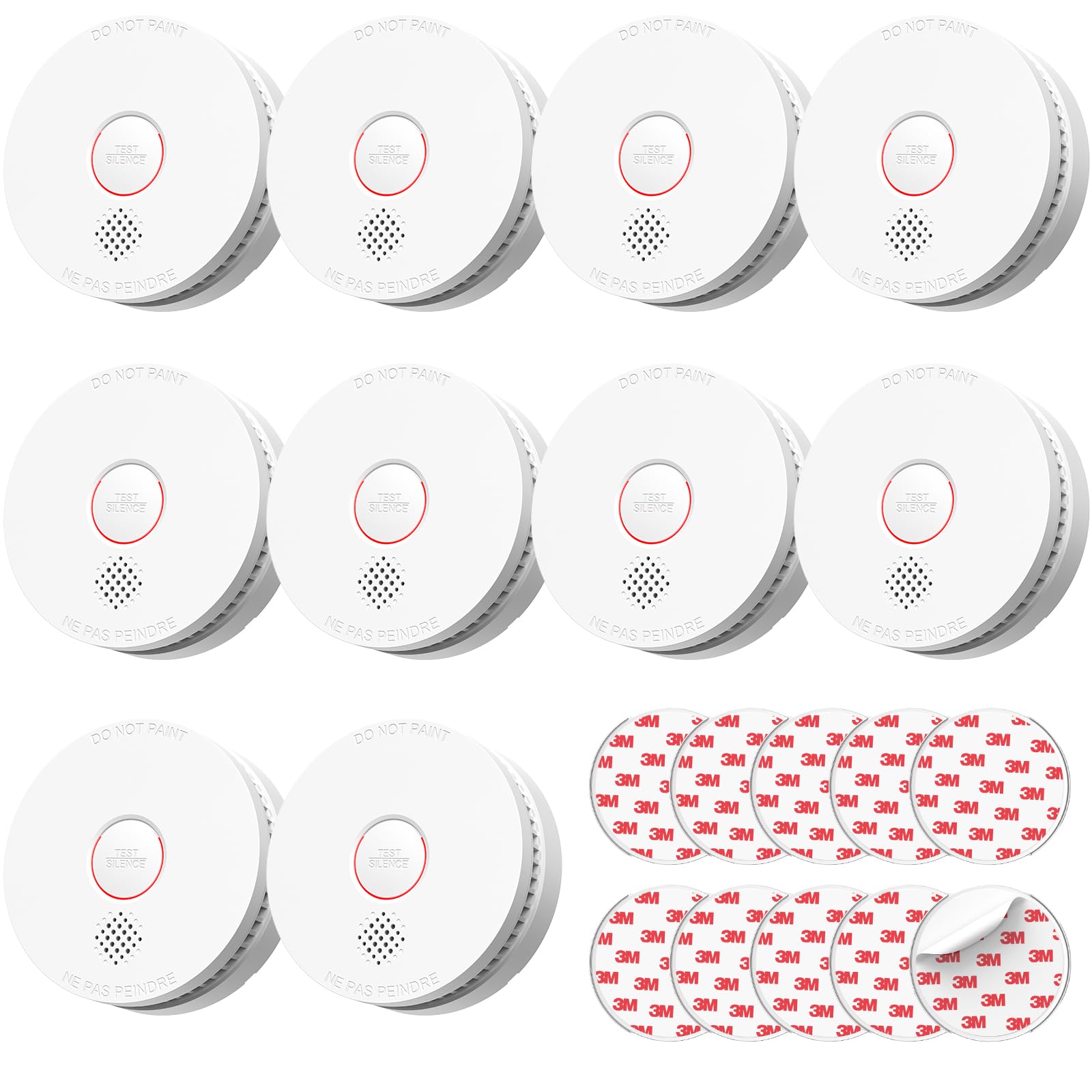 SITERLINK Smoke Detectors,UL217-9th Listed Smoke Alarms with Replaceable Battery,Photoelectric Sensor Smoke Detector with Test-Silence Button,Fire Detectors for Home,House,GS509A 10-Pack Image