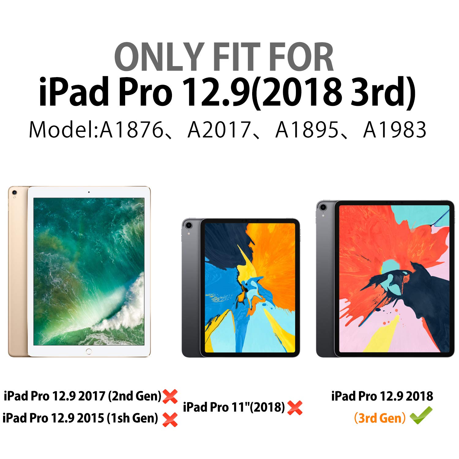 iPad Pro 12.9 2018-3rd Gen Case with Keyboard [Support Apple Pencil Charging] - Soft Rubber Case - Magnetically Detachable Wireless Backlit Keyboard for iPad Pro 12.9 2018 (Not for 2017/2015), Black