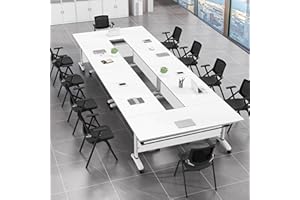 HSHBDDM Folding Conference Table, Rectangular Conference Room Table Flip Top Mobile Training Table, with Caster Rectangular Modular Conference Room Table, for Office Conference Room Training Room