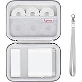 Supmay Hard Case Compatible with Nelko P21/for Phomemo D30/for SUPVAN E10/for NIIMBOT D11 Label Maker Machine, Portable Bluetooth Label Printer Storage Holder Bag with Mesh Pocket for Tapes, Grey