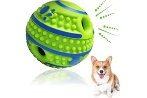 XFRJK Wobble Giggle Ball for Dogs 3.46in Spiky Dog Toy Ball Interactive Small Dog Toys Teeth Cleaning Dog Toy Ball Giggle Sounds for Playing Training for Medium Small Dogs Gift