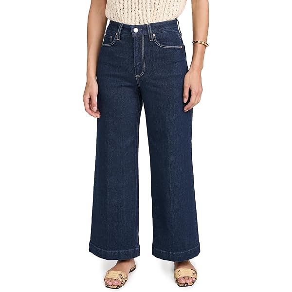 PAIGE Women's Nellie Wide Leg Cropped Jeans - High Rise Vintage Denim In Everlong Wash