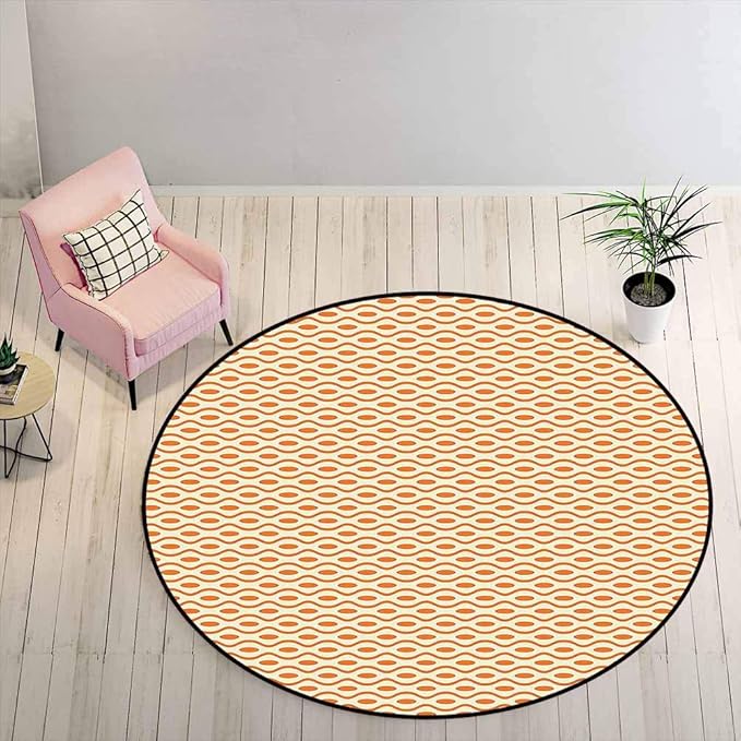 Alfombra de exterior redonda de 1,8 m – geométrica cómoda alfombra