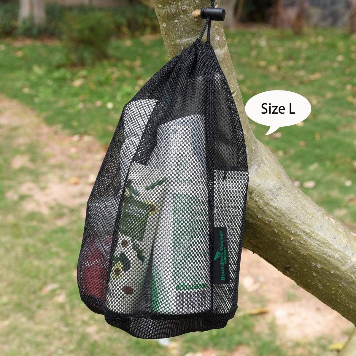 iBasingo Black Drawstring Bags Mesh Bag Nylon Sack Durable Net Bag Small Travel Stuff Sack Mesh Storage Ditty Bag for Cosmetics Shower Gels Ball 5 pieces/lot - Image 4