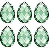 PATIKIL K9 Crystal Pendants Teardrop Beads, 6 Pack 38mm Chandelier Prisms Parts Hanging Grid Beads DIY Lamp for Arts Crafts Decoration, Green
