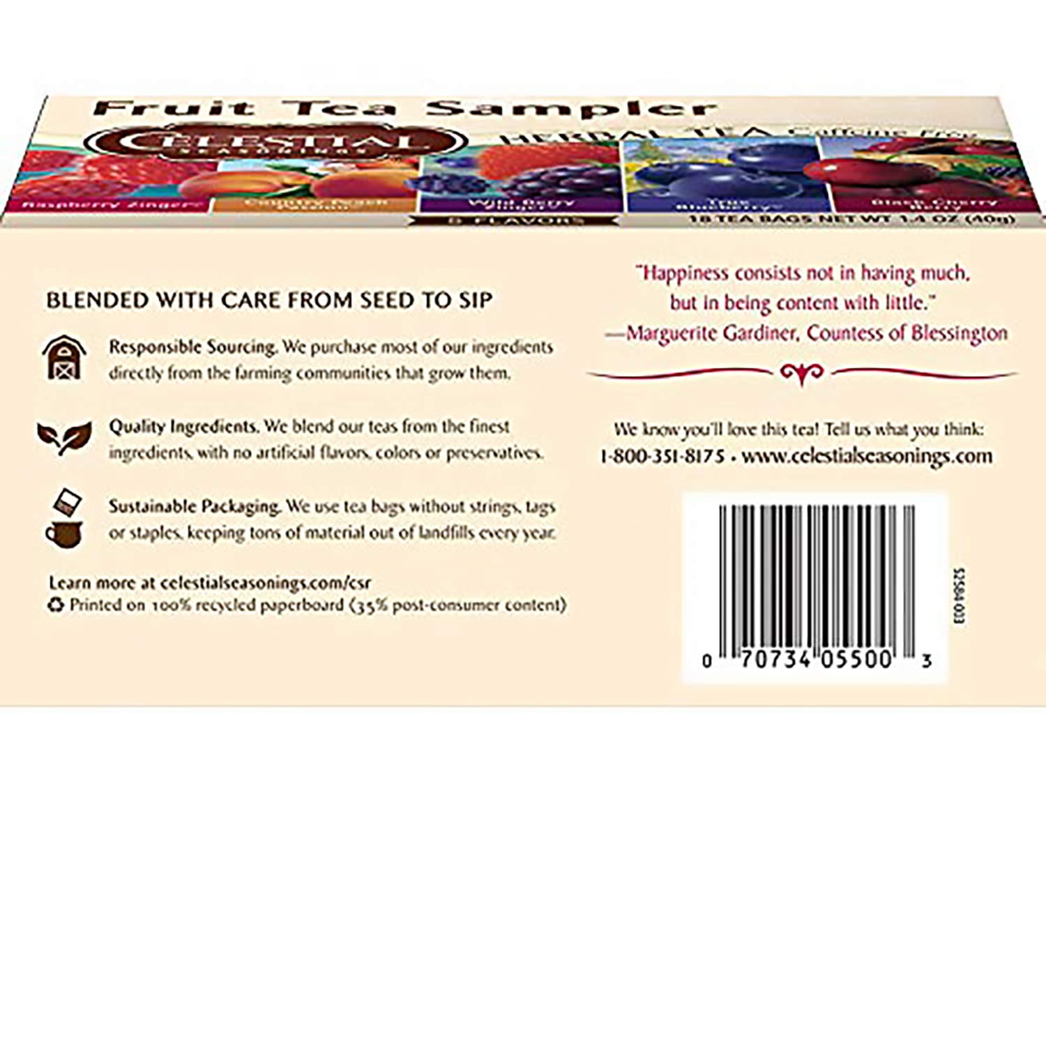 Celestial Seasonings Herbal Tea, Fruit Tea Sampler, 18 Count (Pack of 6) : Herbal Teas : Grocery & Gourmet Food