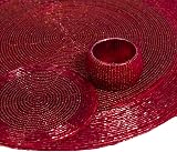Penguin Home Handcrafted Glass Beaded Placemats Coasters Napkin Rings Set 18 Red view 5