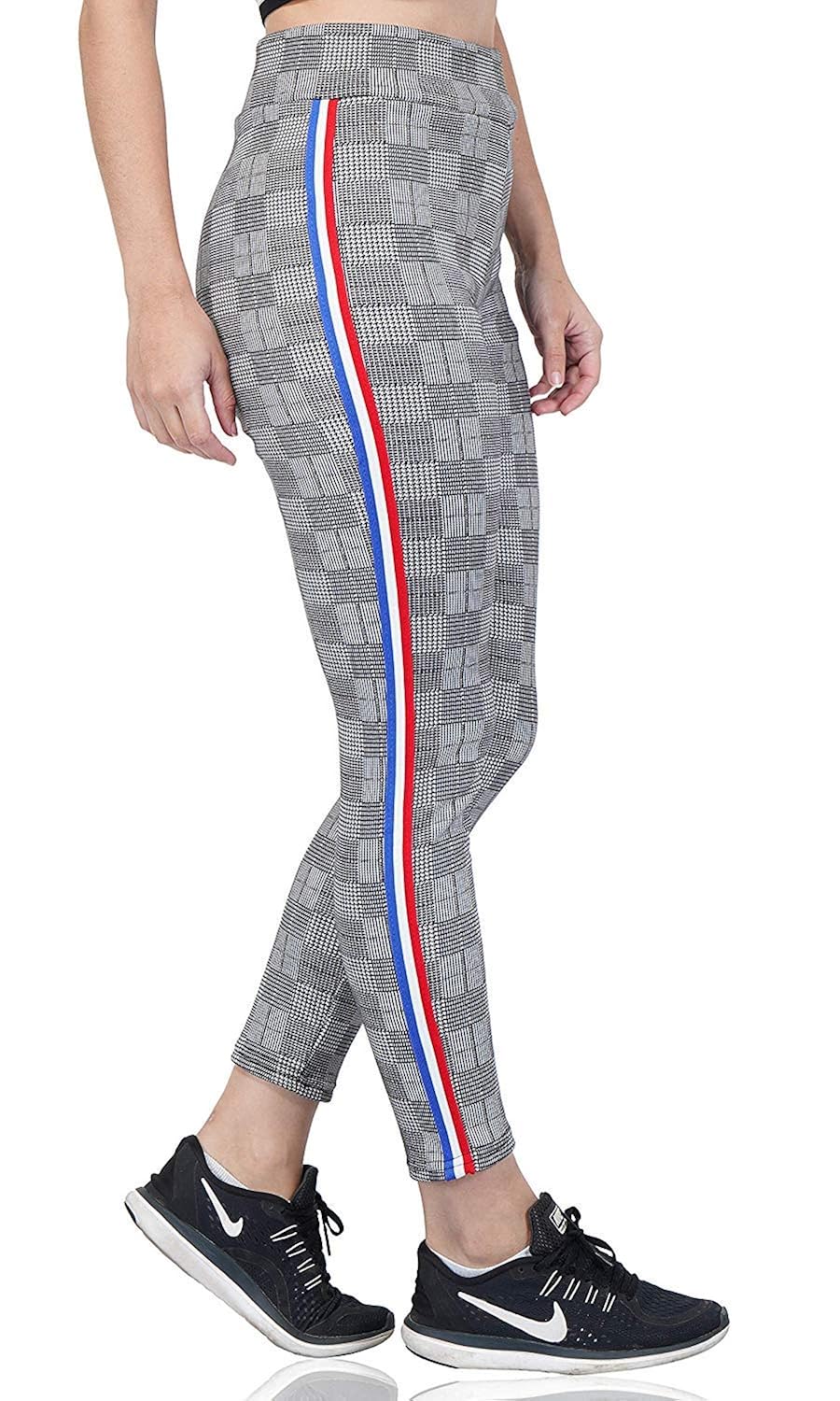 checkered side stripe trousers