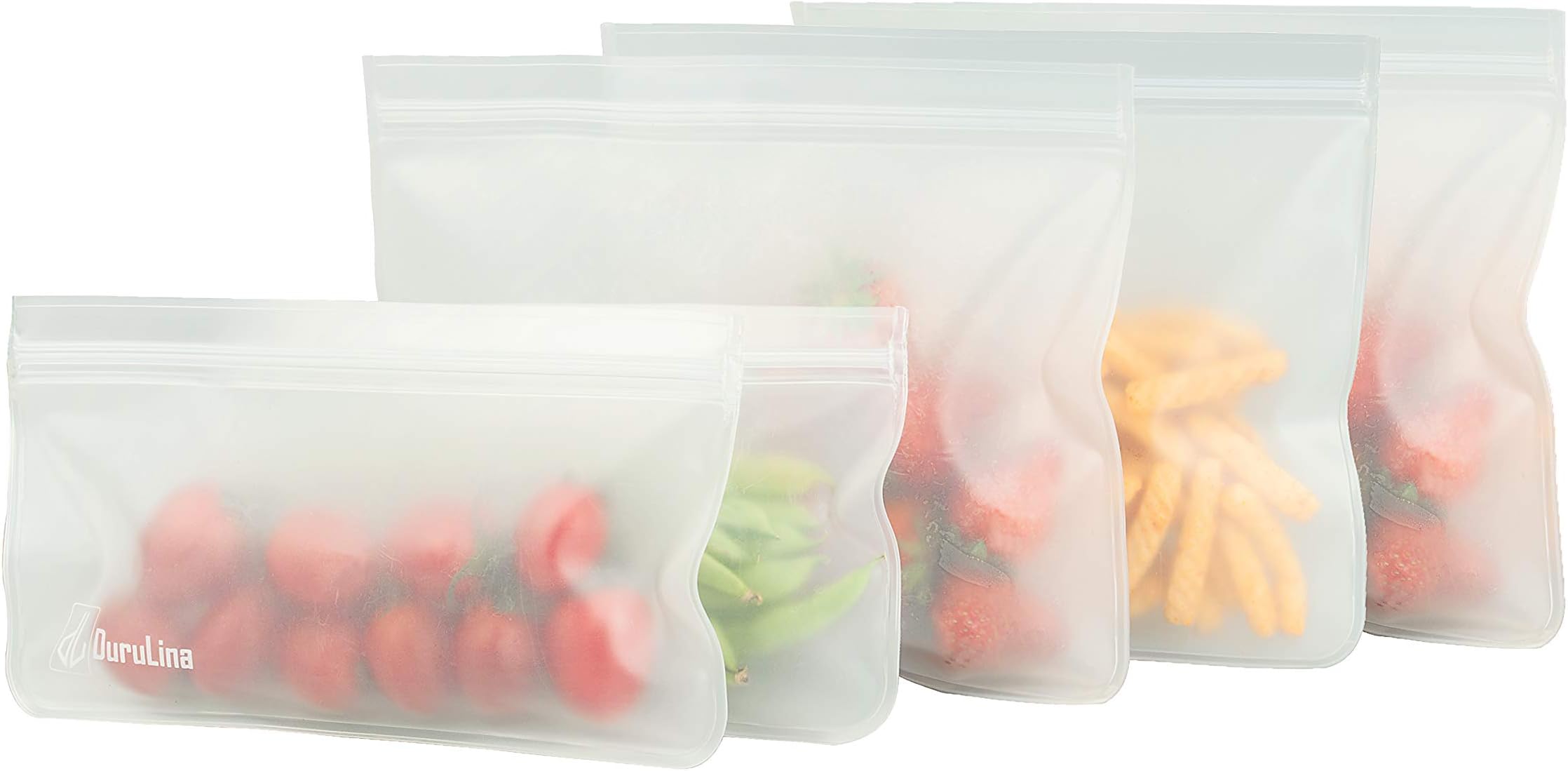 6 Large E-Z Seal EXTRA THICK Reusable Storage Bags - Zip Lock baggies ideal for Food snacks, Lunch sandwiches, Make-up, Stationery, Travel Storage, Home organisation Eco friendly for reducing plastic