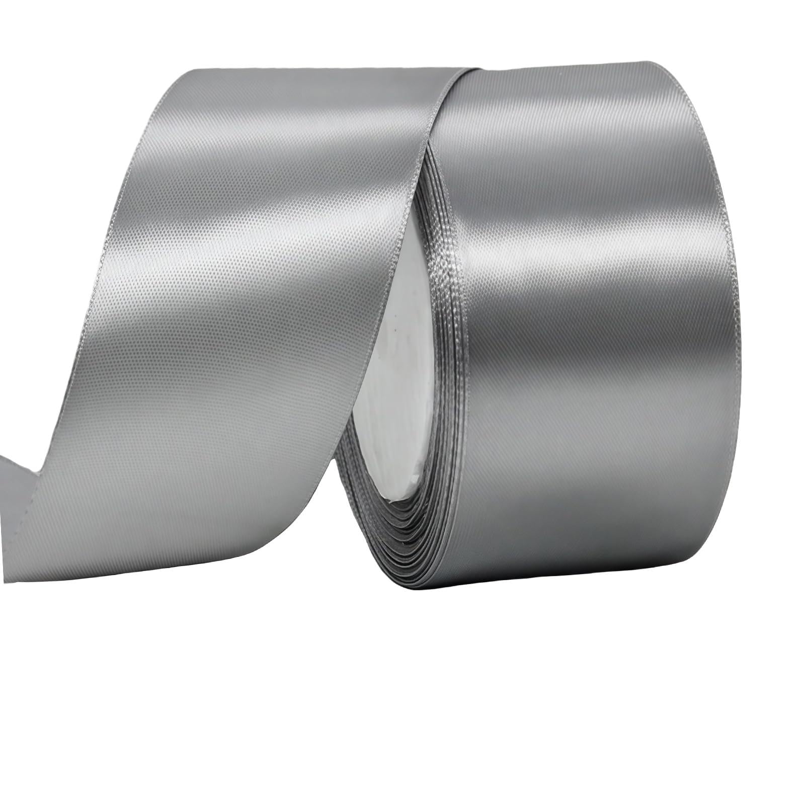 Gray Ribbon 50mm for Gift Wrapping 22M,Gray Satin Ribbon 50mm Wide for Crafting Cake,Hair Bow,Polyester Ribbon Christmas Decoration,Wedding Car Decor
