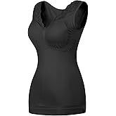 Tummy Control Shapewear Tank Tops with Built in Bras for Women Lace V Neck Compression Camisole Tops Shaper Cami