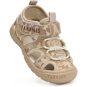 TARANIS Toddler Boys Girls Closed Toe Sandals Summer Breathable Mesh Outdoor Shoes Kids Hook and Loop Beach Water Shoes