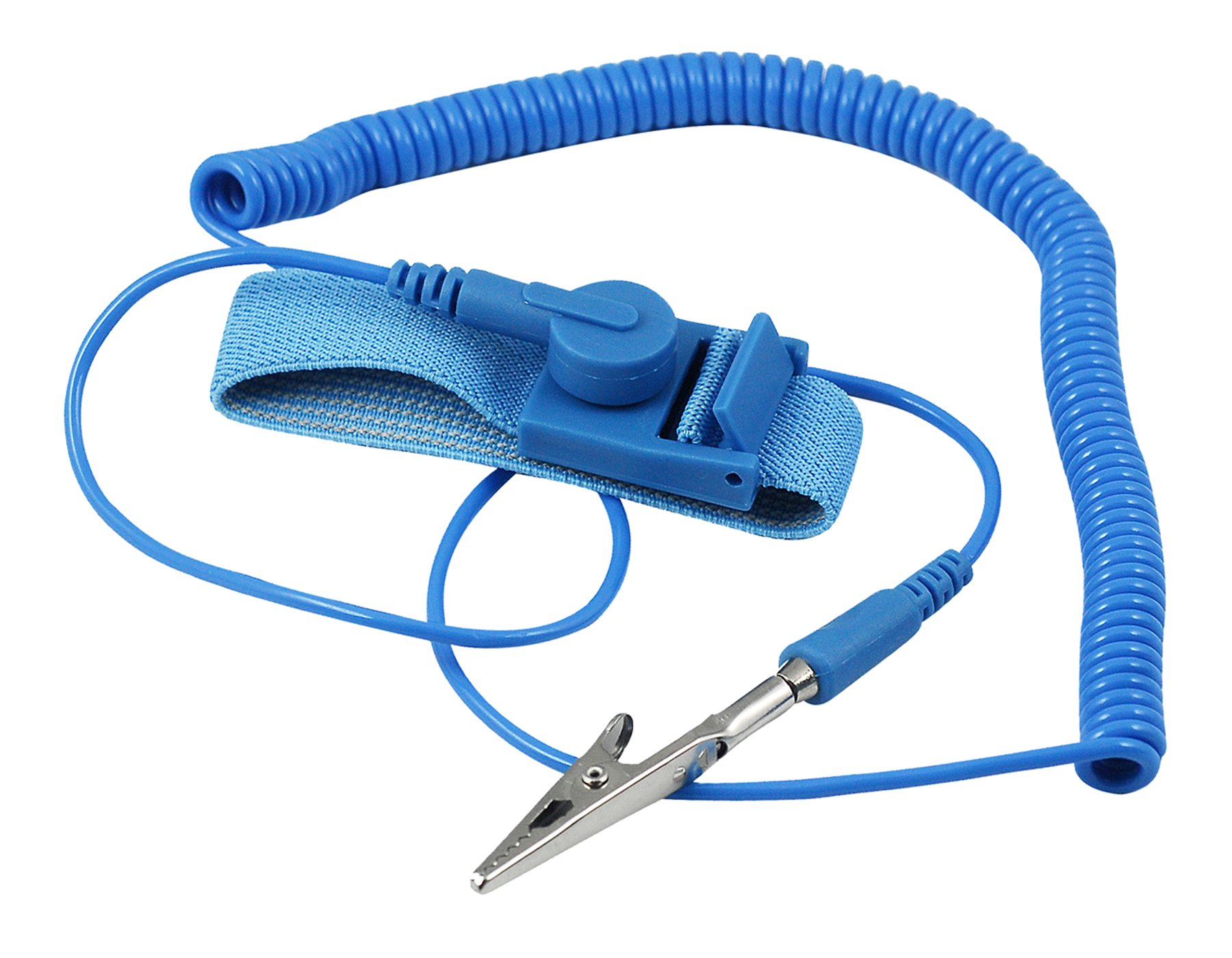 TLONiX ESD Anti Static Wrist Strap with Coiled Cord & Alligator Clip – Adjustable Grounding Wristband for Electronics Repair, PC Building, Laptop, Computer Work, DIY