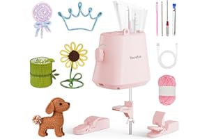 Yocrefun Automatic I-Cord Knitting Machine, Electric iCord Maker Tool, i-Cord Knitter Crochet Machine, Hands-Free Yarn Knitter for Fast DIY Crochet Knitting Projects (Pink)