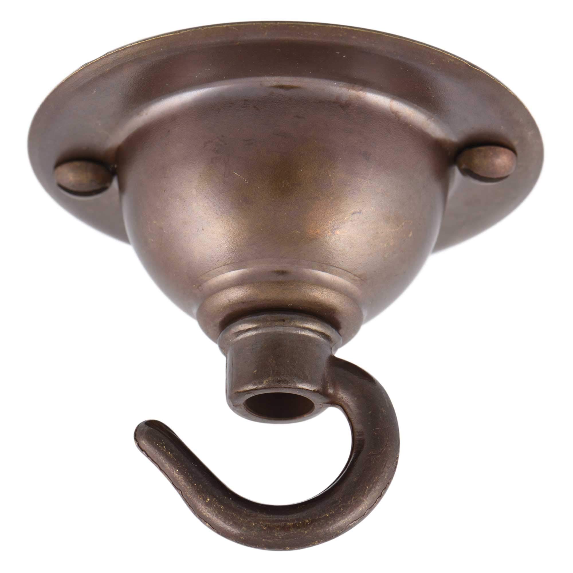 ElekTek 65mm Diameter Ceiling Chandelier Plate with Hook Antique Brass
