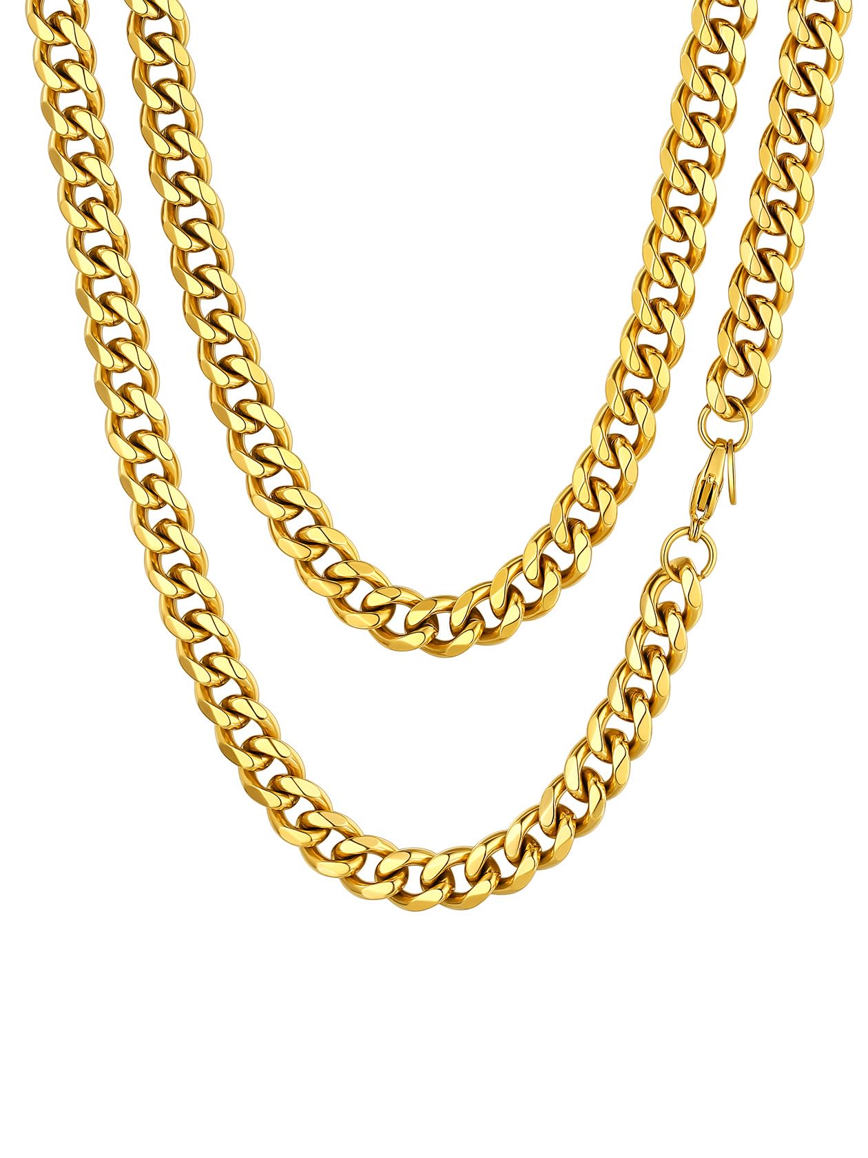 Gold Plated Necklace - Thick Chain, Mens Stainless Steel Chain
